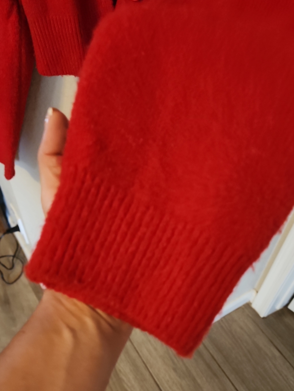 Red Button Up Sweater - Picture 5 of 7